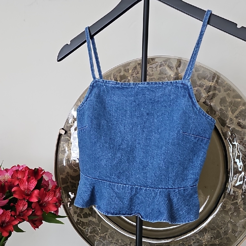 American Eagle Denim Peplum Top